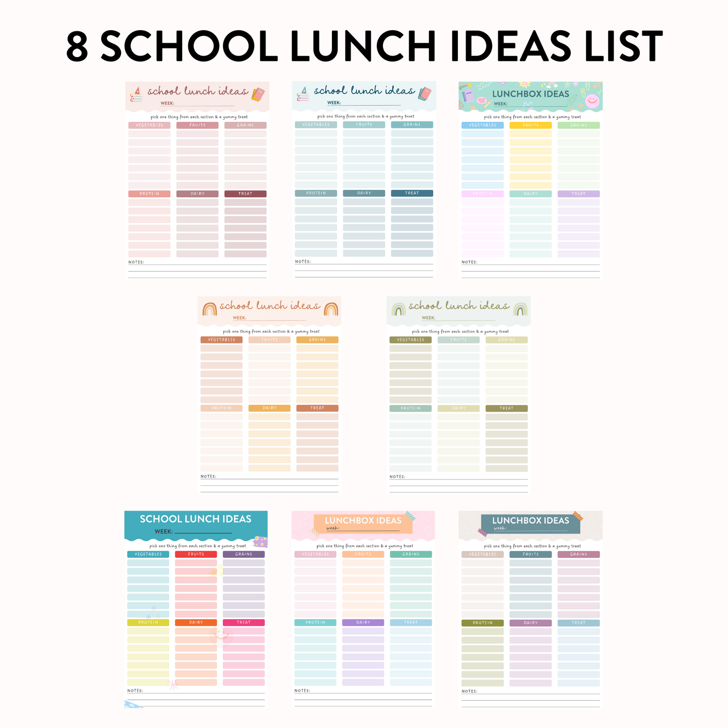 School Lunch Planner + School Lunch Ideas List