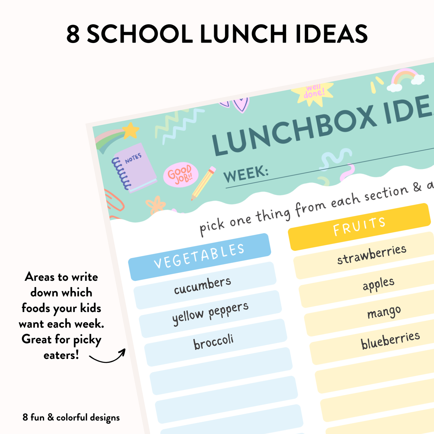 School Lunch Planner + School Lunch Ideas List