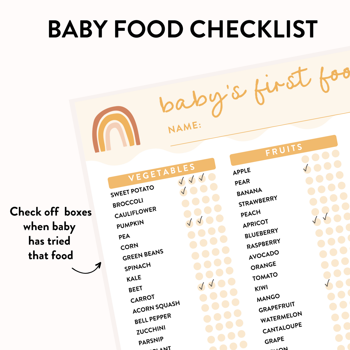 Starter Guide to Baby Purees + First Foods Checklist