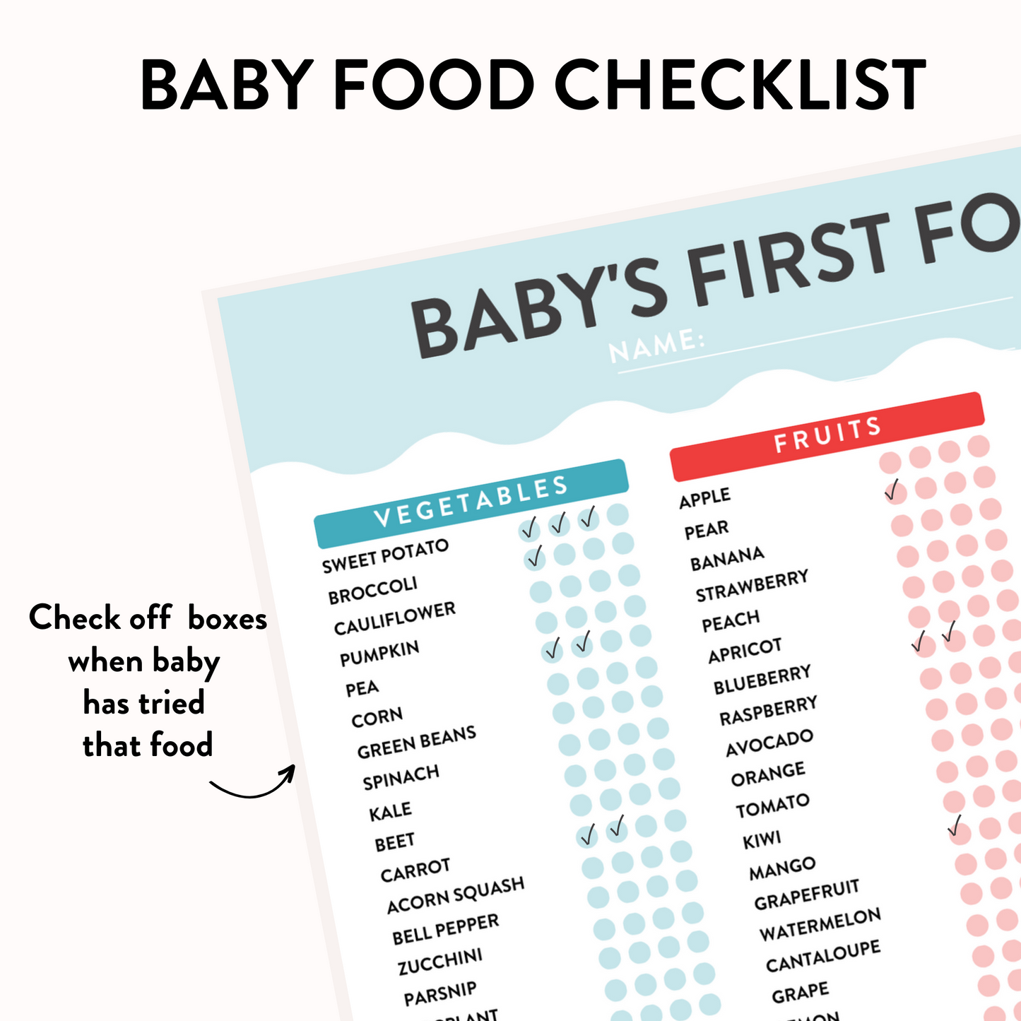 Baby's First Foods Checklist