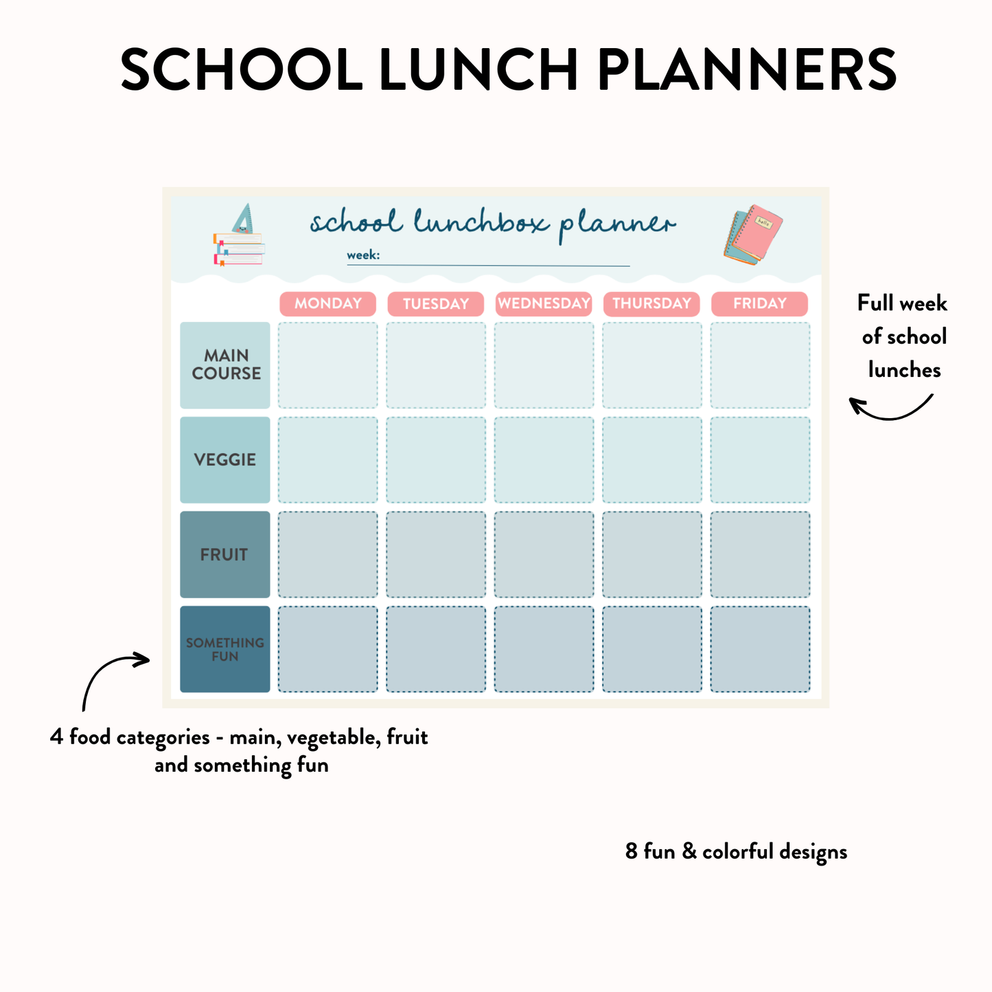 75 School Lunches for Kids Guide + School Lunch Planner Bundle